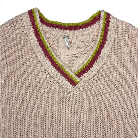 NEW Free People Slouchy Sweater Oversized Tunic Mini V-Neck Cotton Blend Pink XS - Picture 13 of 16